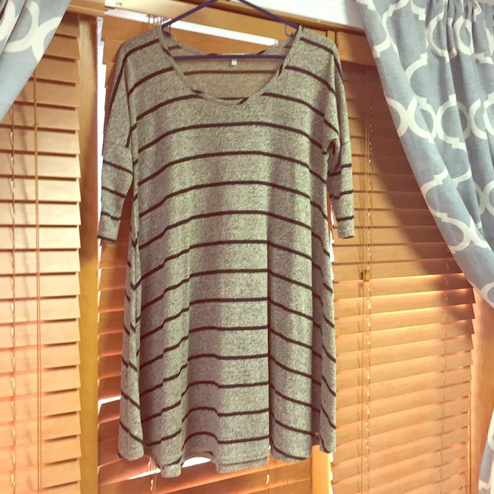 Tan and black striped dress/ long shirt